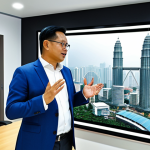 **

A successful Malaysian architect, fully clothed in professional attire, giving a presentation on sustainable building designs in Kuala Lumpur. Modern office background, safe for work, appropriate content, perfect anatomy, correct proportions, natural pose, well-formed hands, proper finger count, professional, family-friendly, modest.

**