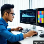 Home 23 데이터 증강을 위한 기계 학습 알고리즘 - A modern Malaysian data scientist working in a bright, high-tech office filled with multiple compute...